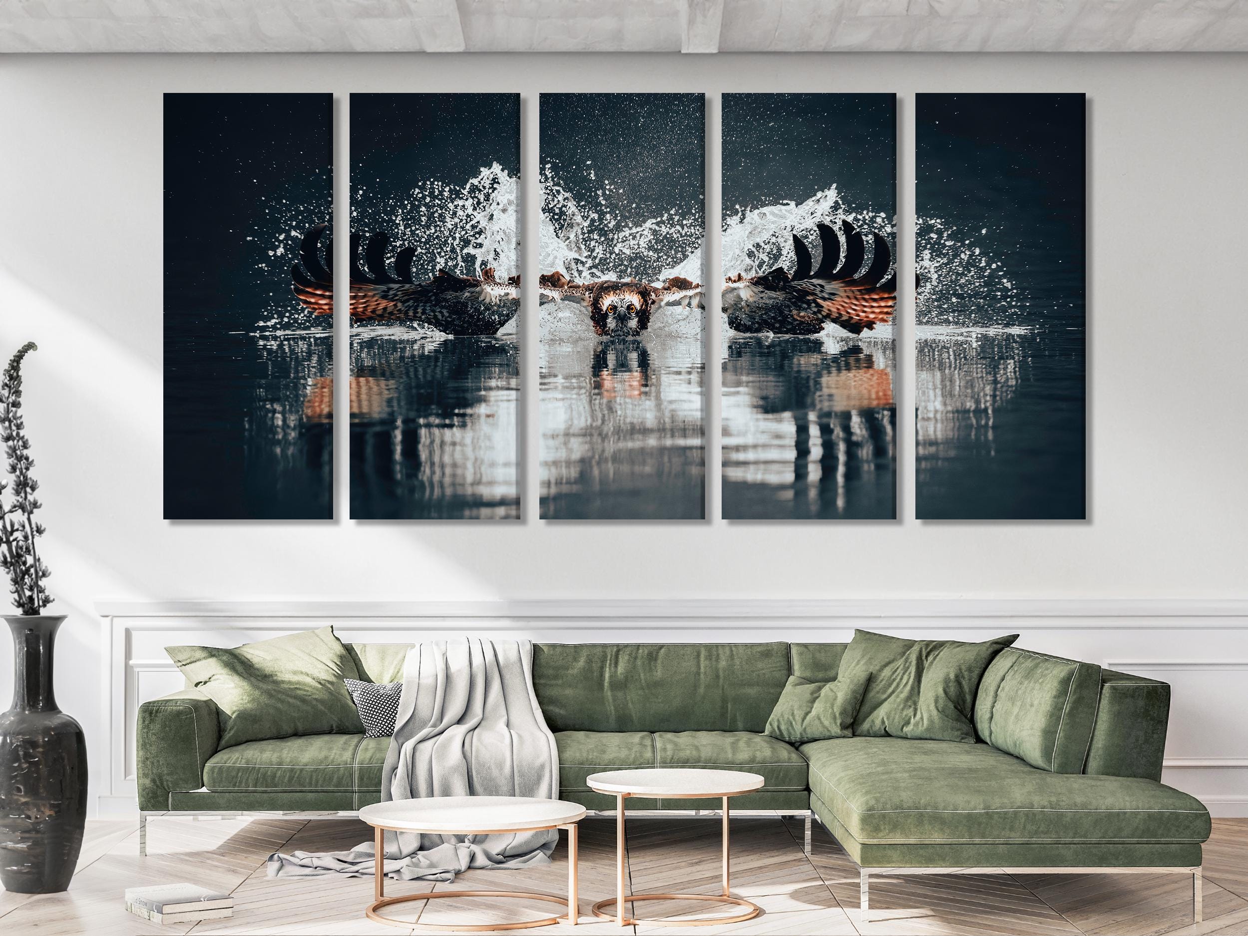 Osprey Hunting Canvas Print, Majestic Sea Hawk Wall Art, Large Wildlife Photography, Predator in Action Decor, Nature and Bird Artwork