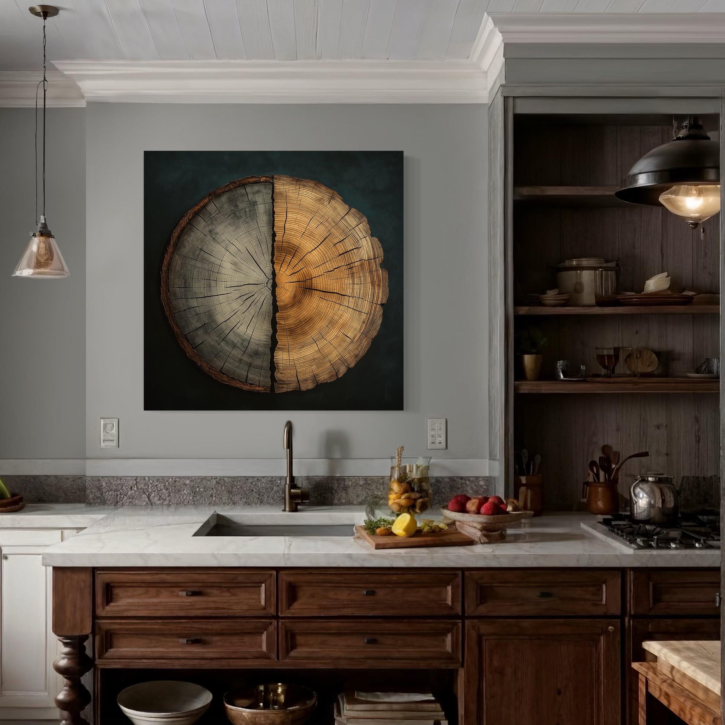 Tree Ring Wall Art - Rustic Interior Decor, Wood Texture Art, Neutral Decor, Tree Rings Cross Section Print, Trunk Artwork, Tree Ring Canvas