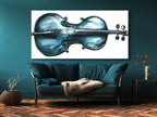 Viool wandkunst, blauw muziekinstrument, canvas print, abstract muziekkunstwerk, moderne studio-inrichting, cadeau voor violist, woonkamer wandkunst