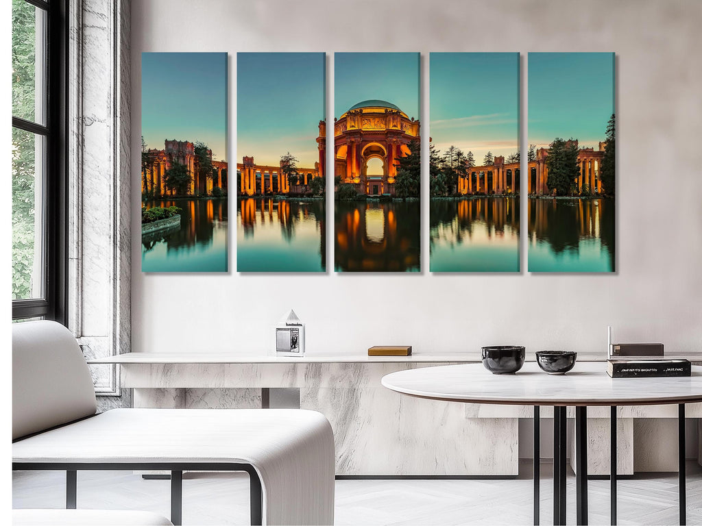 Palace of Fine Arts Canvas Print, San Francisco Landmark Wall Art, Sunset Architecture Canvas, Large California Cityscape, Iconic SF Decor