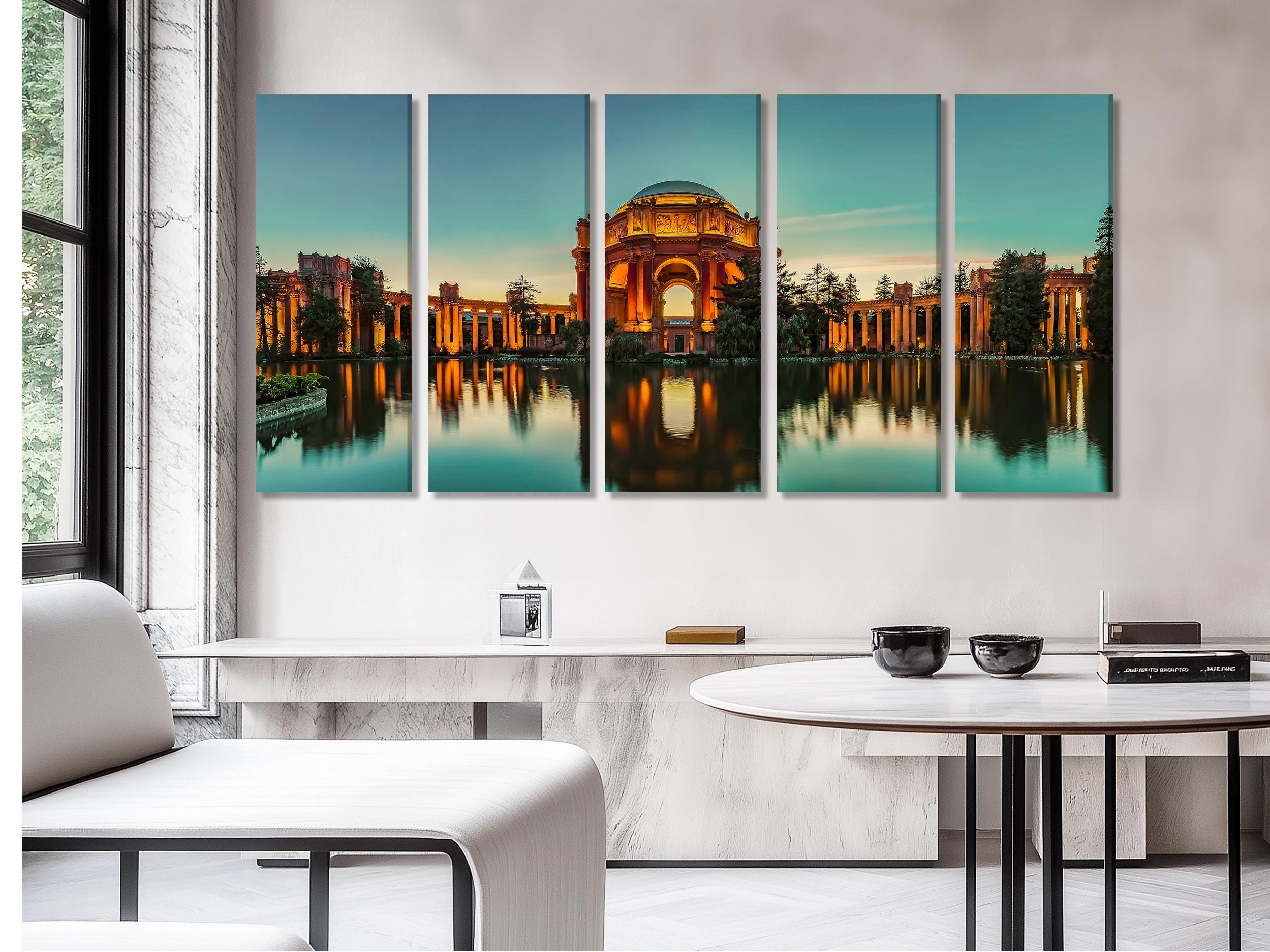 Palace of Fine Arts Canvas Print, San Francisco Landmark Wall Art, Sunset Architecture Canvas, Large California Cityscape, Iconic SF Decor