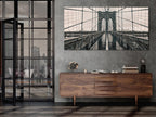 Brooklyn Bridge Canvas Print, Black and White New York City Art, Iconic Bridge Wall Decor, Industrial Urban Landscape, Large NYC Canvas Art