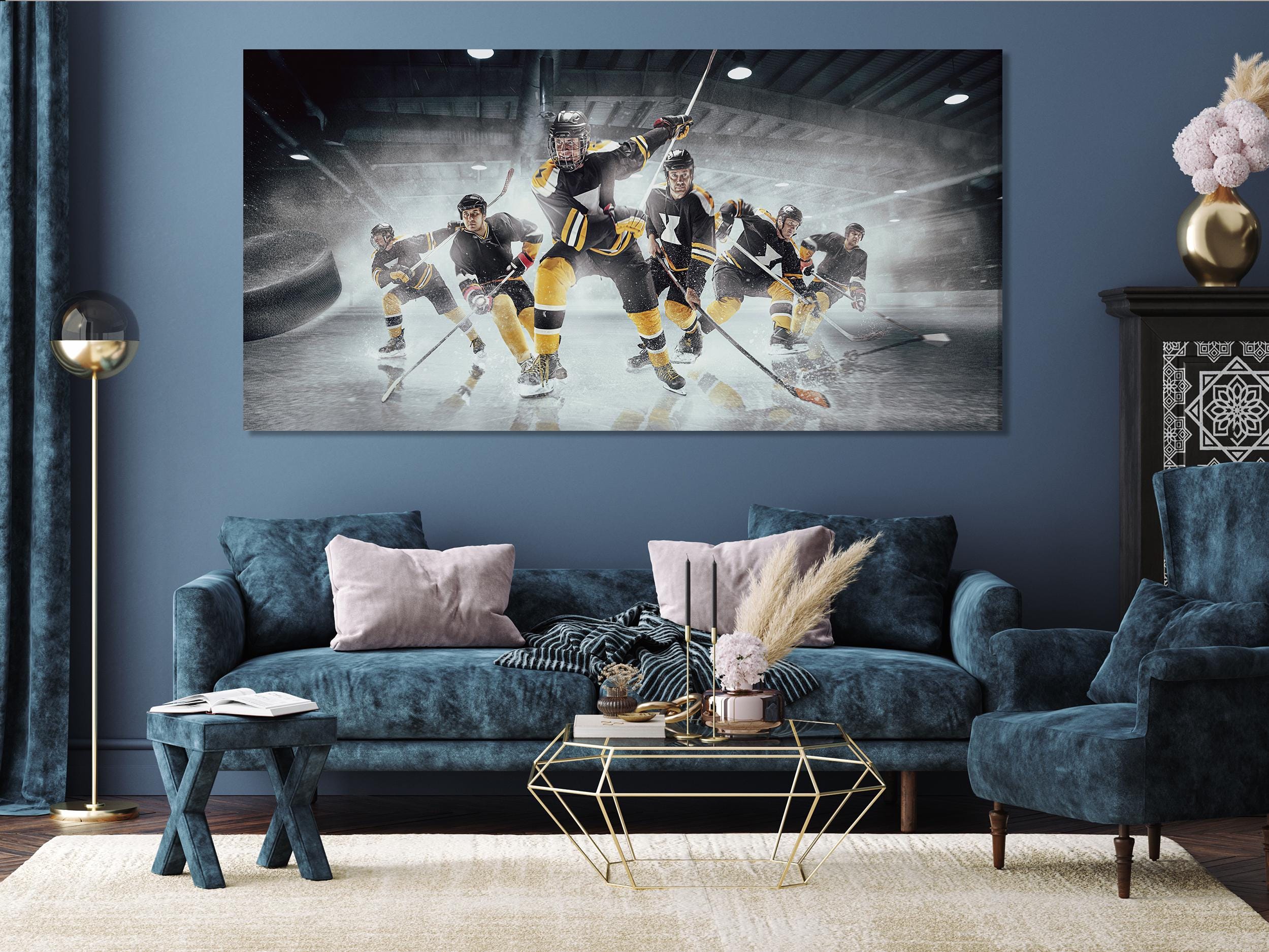 Hockey Canvas Print – Extra Large Sports Wall Art, Ice Rink Team Artwork, Modern Athletic Decor for Game Room or Sports Fan Space Wall Decor