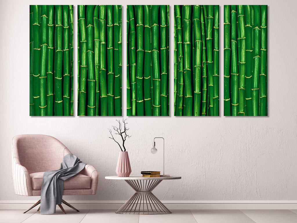 Large Bamboo Forest Canvas Print, Vibrant Green Wall Art, Oversized Zen Nature Artwork, Tranquil Bamboo Canvas for Peaceful Home Decor