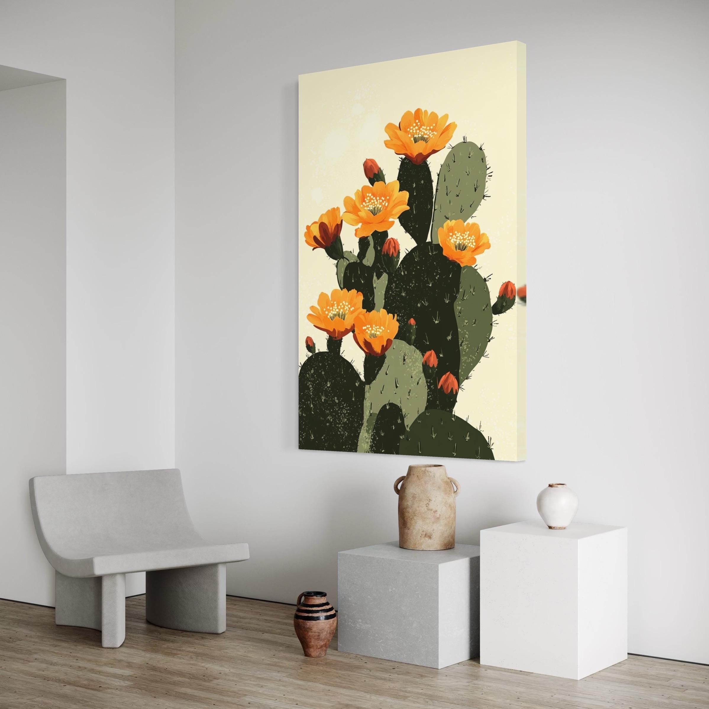 Vintage Prickly Pear Cactus Print - The Sonoran Desert Wall Art, Retro Botanical Cacti Poster, Arizona Nature Art for Cabin & Cottage Decor