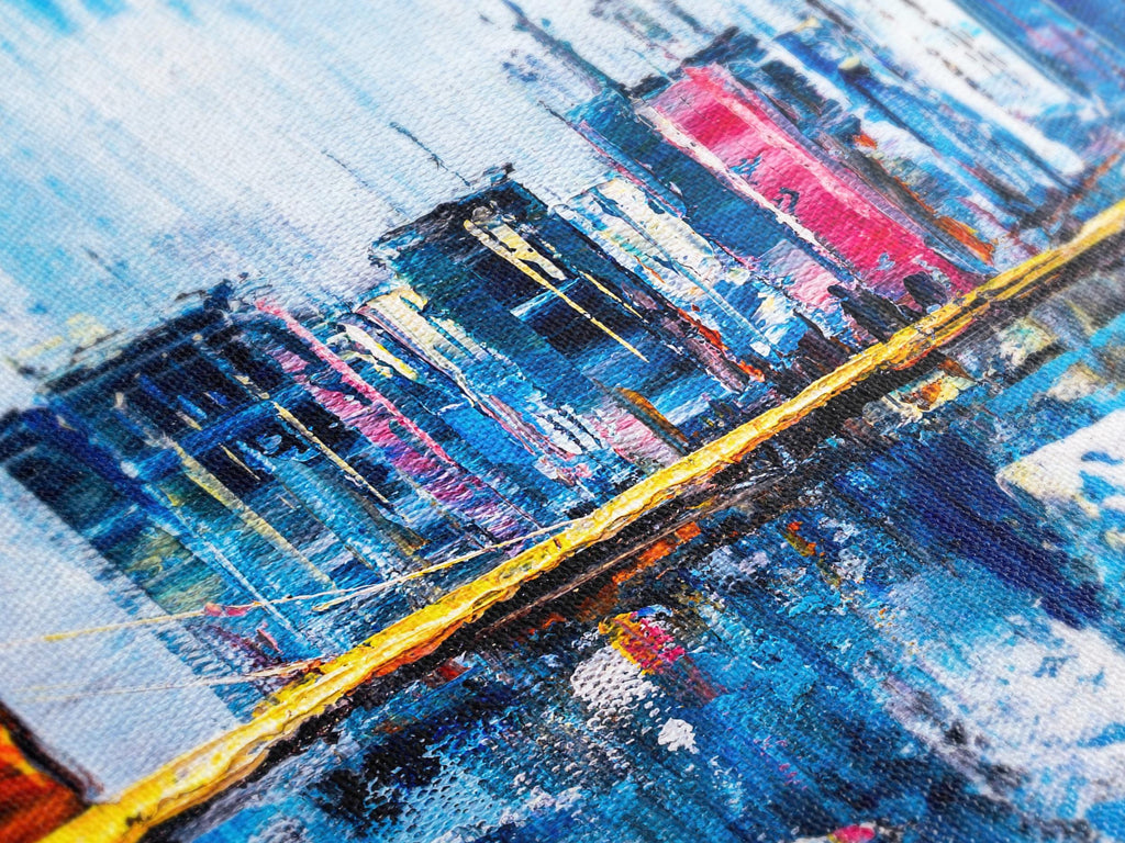 Brooklyn Bridge Wall Art - Abstract NYC Skyline Canvas Art, Large New York City Wall Decor, New York Wall Art, Brooklyn Bridge Print NY Art