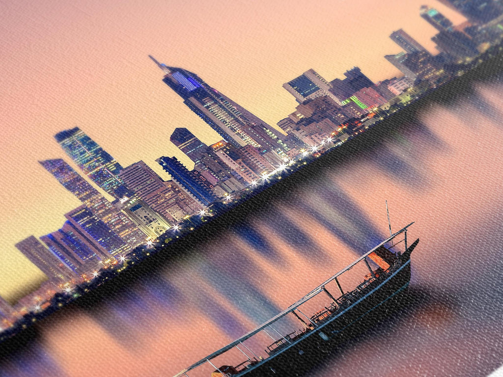 Kuwait Cityscape Wall Art - Kuwait City Skyline Canvas Print, Modern Cityscape Artwork, Kuwait Art Print, Kuwait Wall Decor, Kuwait Painting
