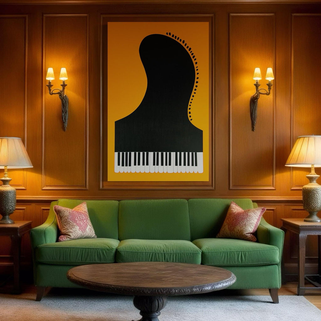 Piano Print - Gift for Musician, Grand Piano Wall Art, Mid Century Modern Jazz Art, Music Poster, Living Room Music Decor, Gift for Pianist