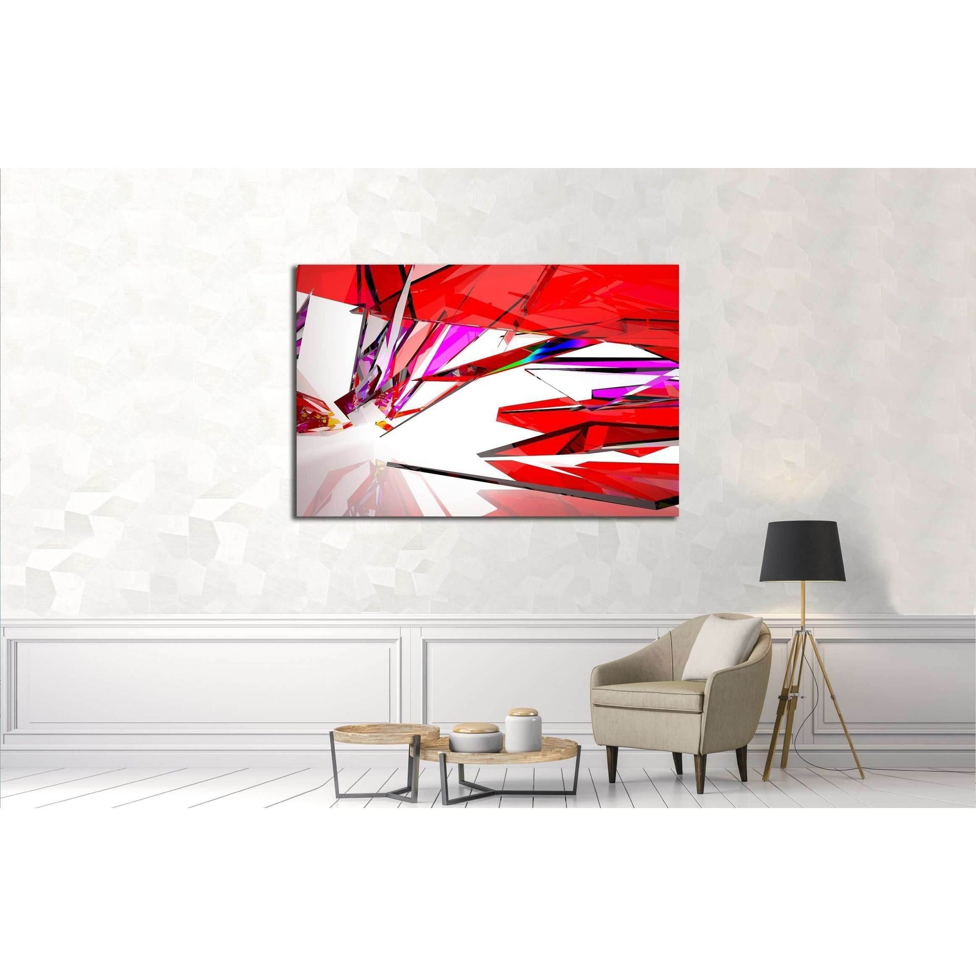 abstract architectural interior with gradient geometric glass sculpture with black lines №2568 Ready to Hang Canvas PrintCanvas art arrives ready to hang, with hanging accessories included and no additional framing required. Every canvas print is hand-cra