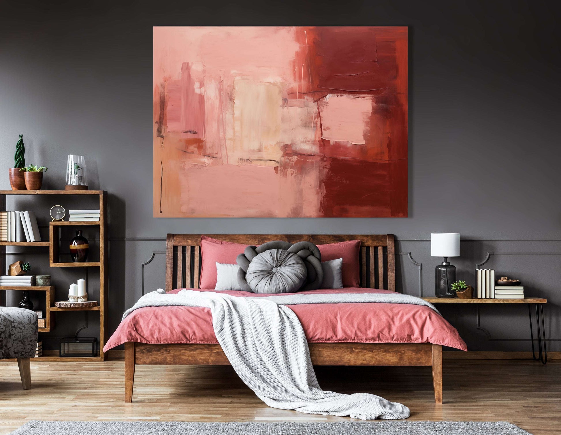 Abstract Beauty in Maroon and Peach - Canvas Print - Artoholica Ready to Hang Canvas Print