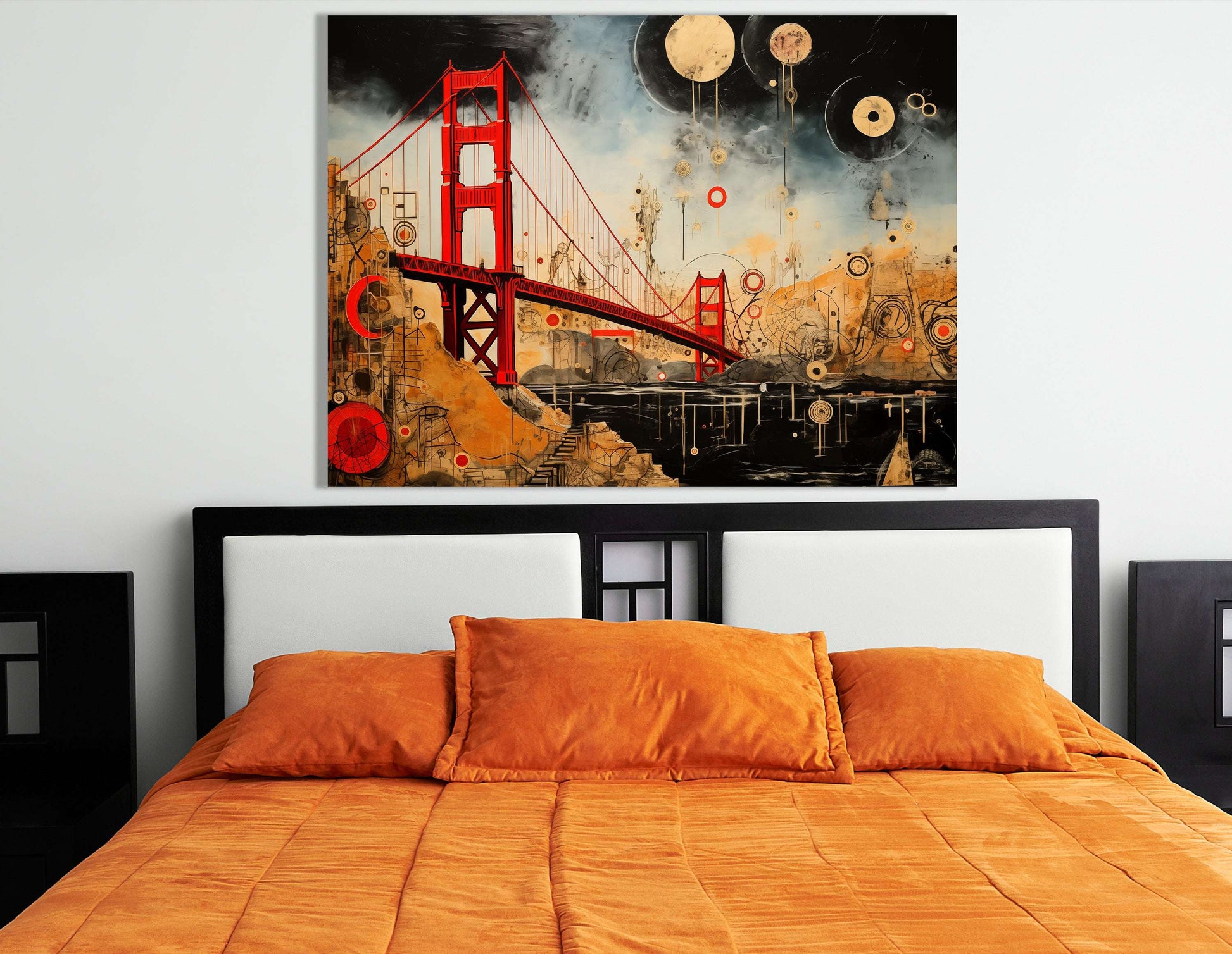 Abstract Celestial Golden Gate Bridge - Canvas Print - Artoholica Ready to Hang Canvas Print