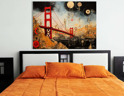 Abstract Celestial Golden Gate Bridge - Canvas Print - Artoholica Ready to Hang Canvas Print