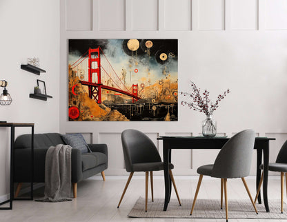 Abstract Celestial Golden Gate Bridge - Canvas Print - Artoholica Ready to Hang Canvas Print