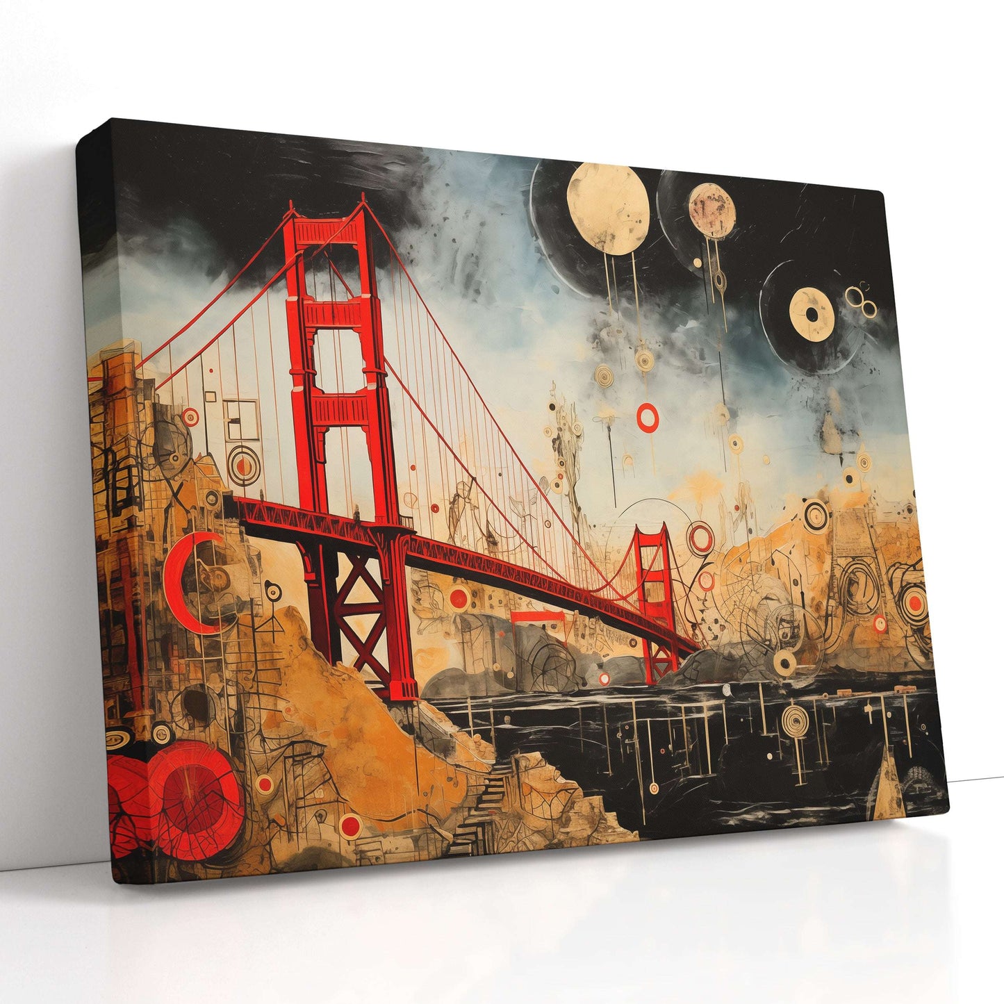 Abstract Celestial Golden Gate Bridge - Canvas Print - Artoholica Ready to Hang Canvas Print