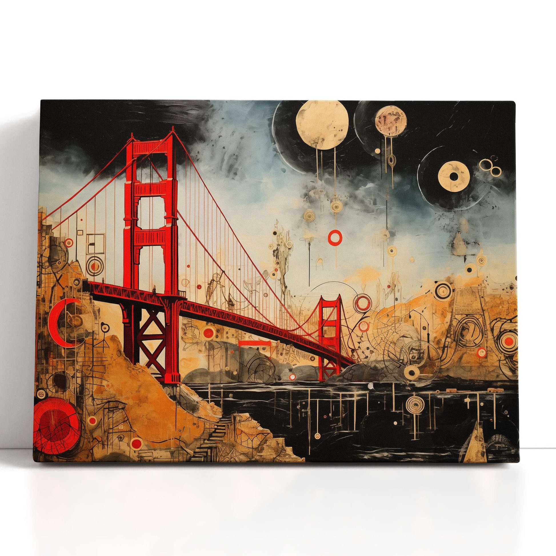 Abstract Celestial Golden Gate Bridge - Canvas Print - Artoholica Ready to Hang Canvas Print