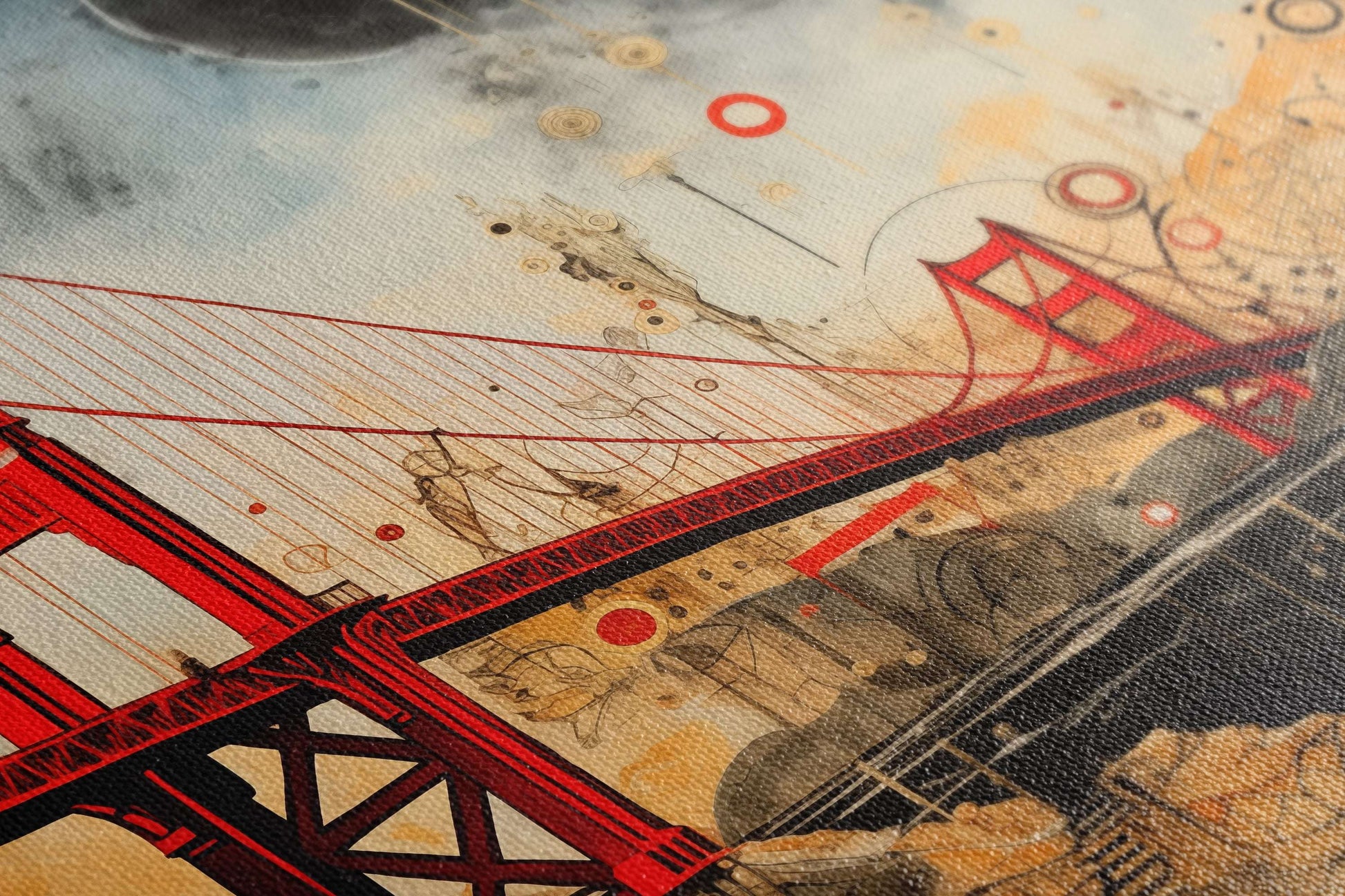 Abstract Celestial Golden Gate Bridge - Canvas Print - Artoholica Ready to Hang Canvas Print