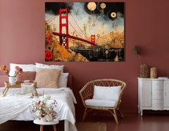 Abstract Celestial Golden Gate Bridge - Canvas Print - Artoholica Ready to Hang Canvas Print