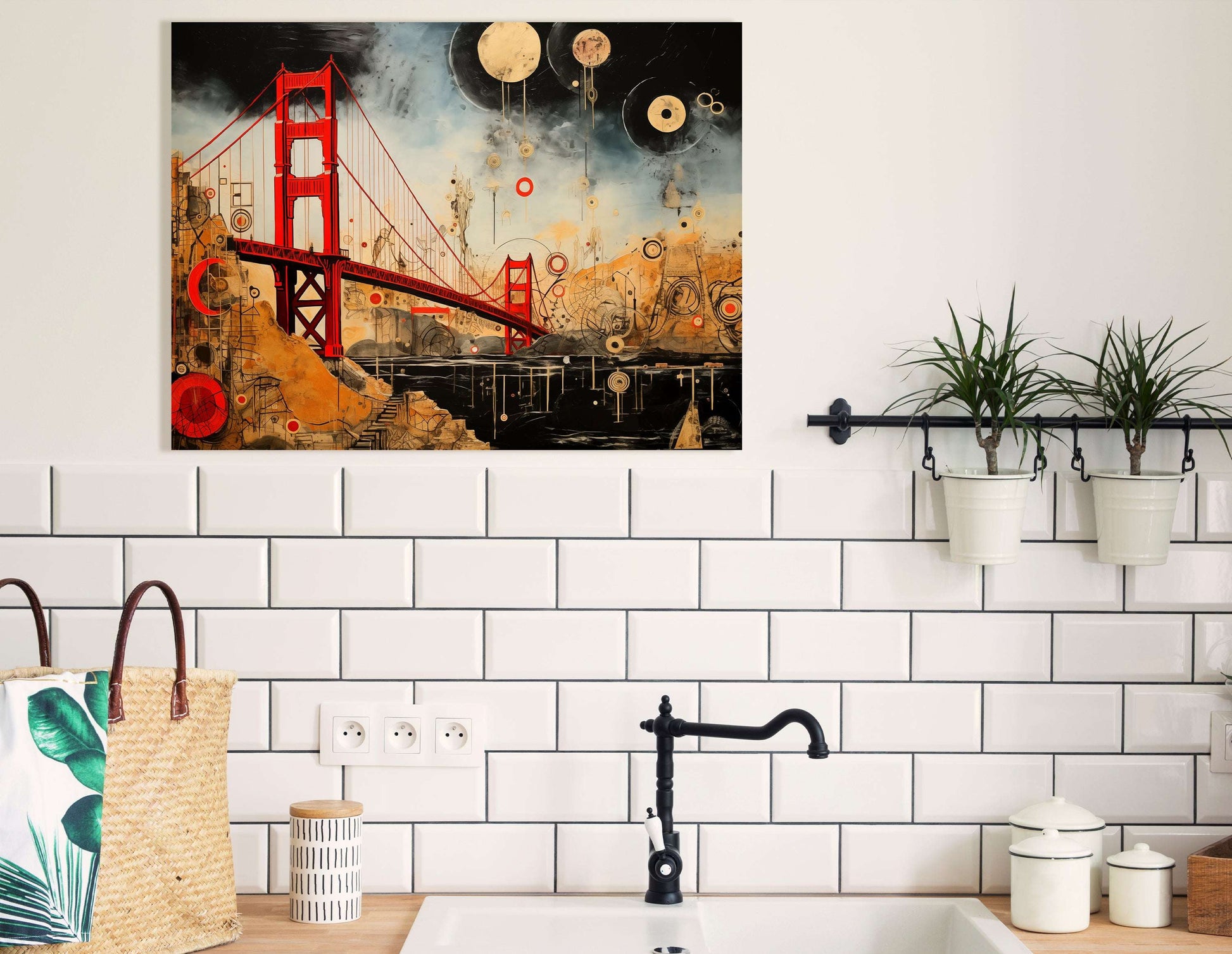 Abstract Celestial Golden Gate Bridge - Canvas Print - Artoholica Ready to Hang Canvas Print