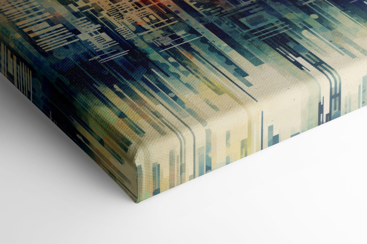 Abstract City Skyline in Light Cyan, Red and Amber - Canvas Print - Artoholica Ready to Hang Canvas Print