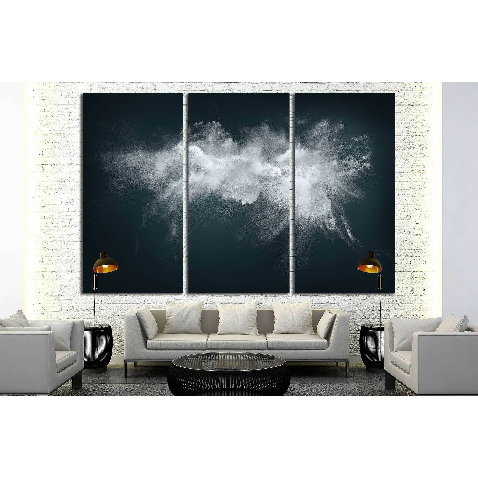 Abstract design of white powder cloud against dark background №2535 Ready to Hang Canvas PrintCanvas art arrives ready to hang, with hanging accessories included and no additional framing required. Every canvas print is hand-crafted, made on-demand at our