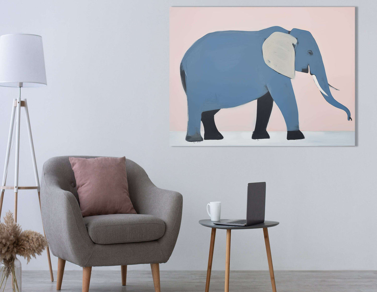 Abstract Elephant in Cool Tones - Canvas Print - Artoholica Ready to Hang Canvas Print