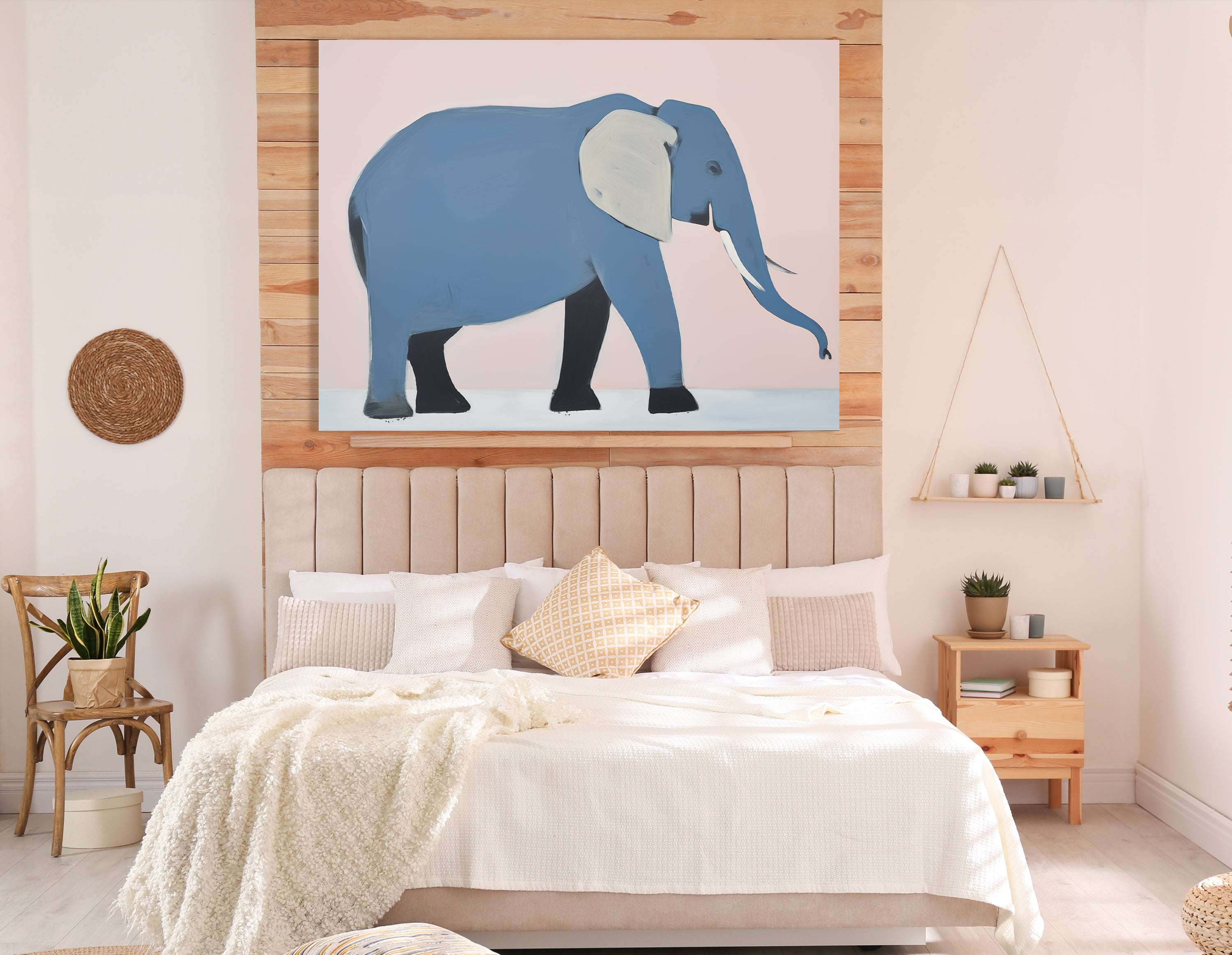 Abstract Elephant in Cool Tones - Canvas Print - Artoholica Ready to Hang Canvas Print