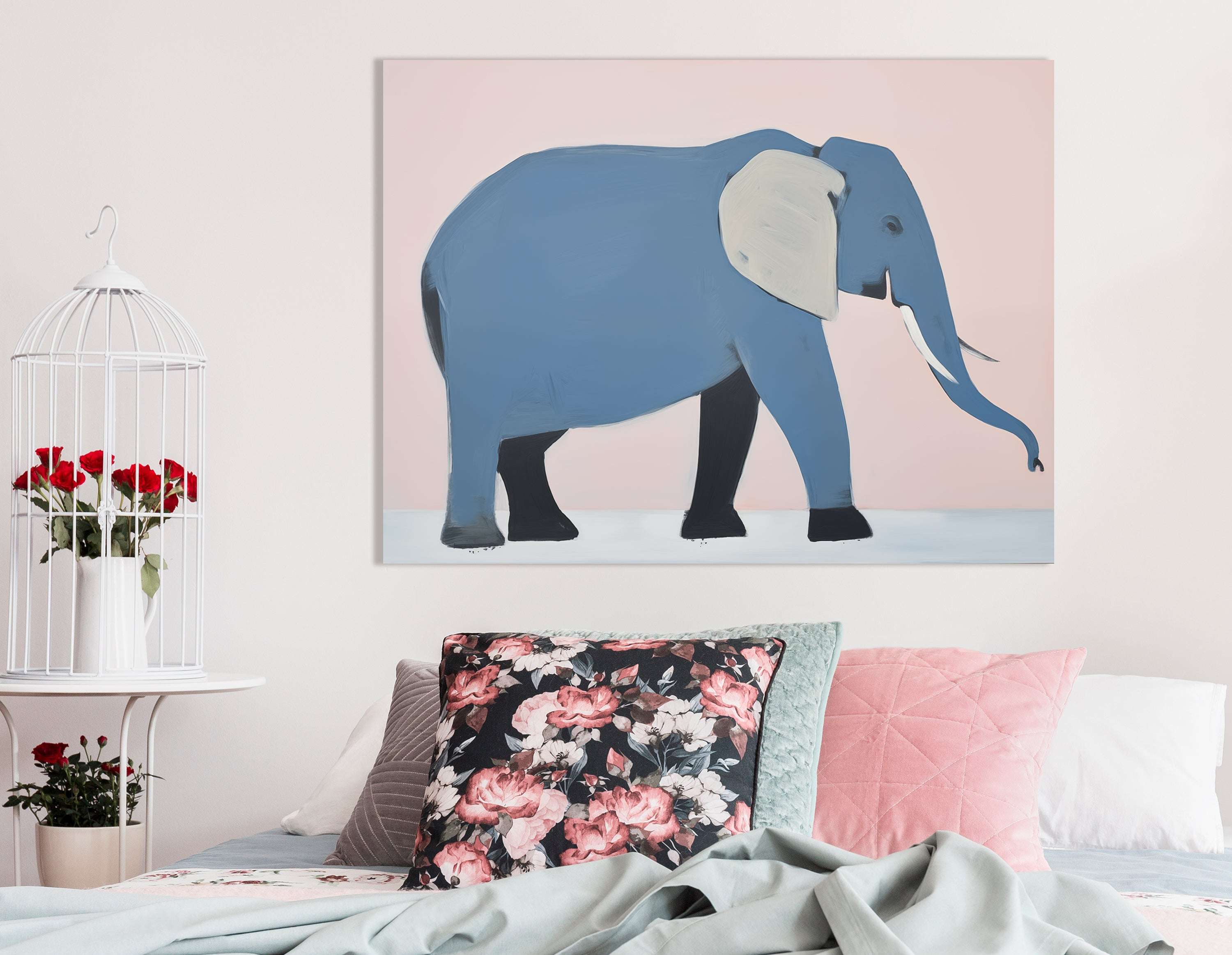 Abstract Elephant in Cool Tones - Canvas Print - Artoholica Ready to Hang Canvas Print