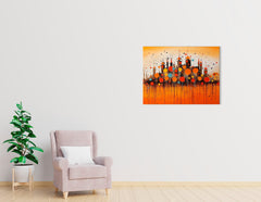 Abstract Fairytale City Skyline in Orange Tones - Canvas Print - Artoholica Ready to Hang Canvas Print