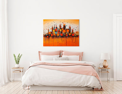 Abstract Fairytale City Skyline in Orange Tones - Canvas Print - Artoholica Ready to Hang Canvas Print