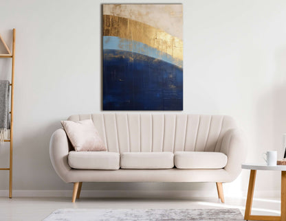 Abstract Golden Horizon on Azure - Canvas Print - Artoholica Ready to Hang Canvas Print