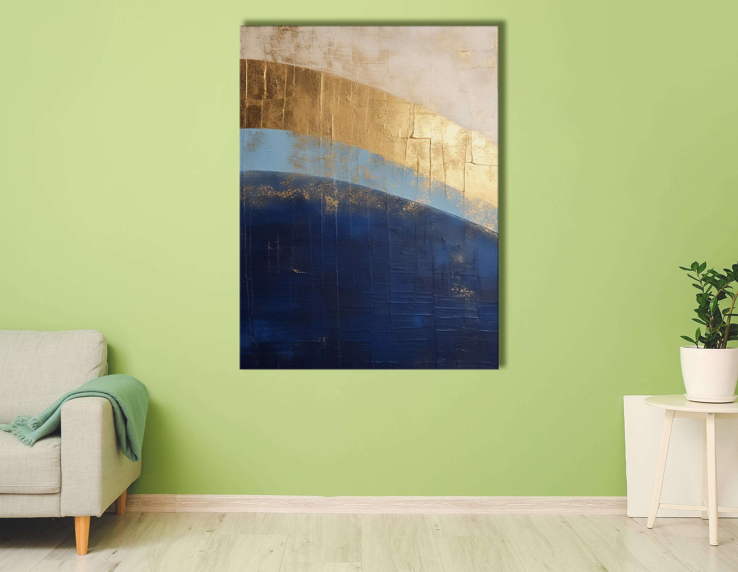 Abstract Golden Horizon on Azure - Canvas Print - Artoholica Ready to Hang Canvas Print