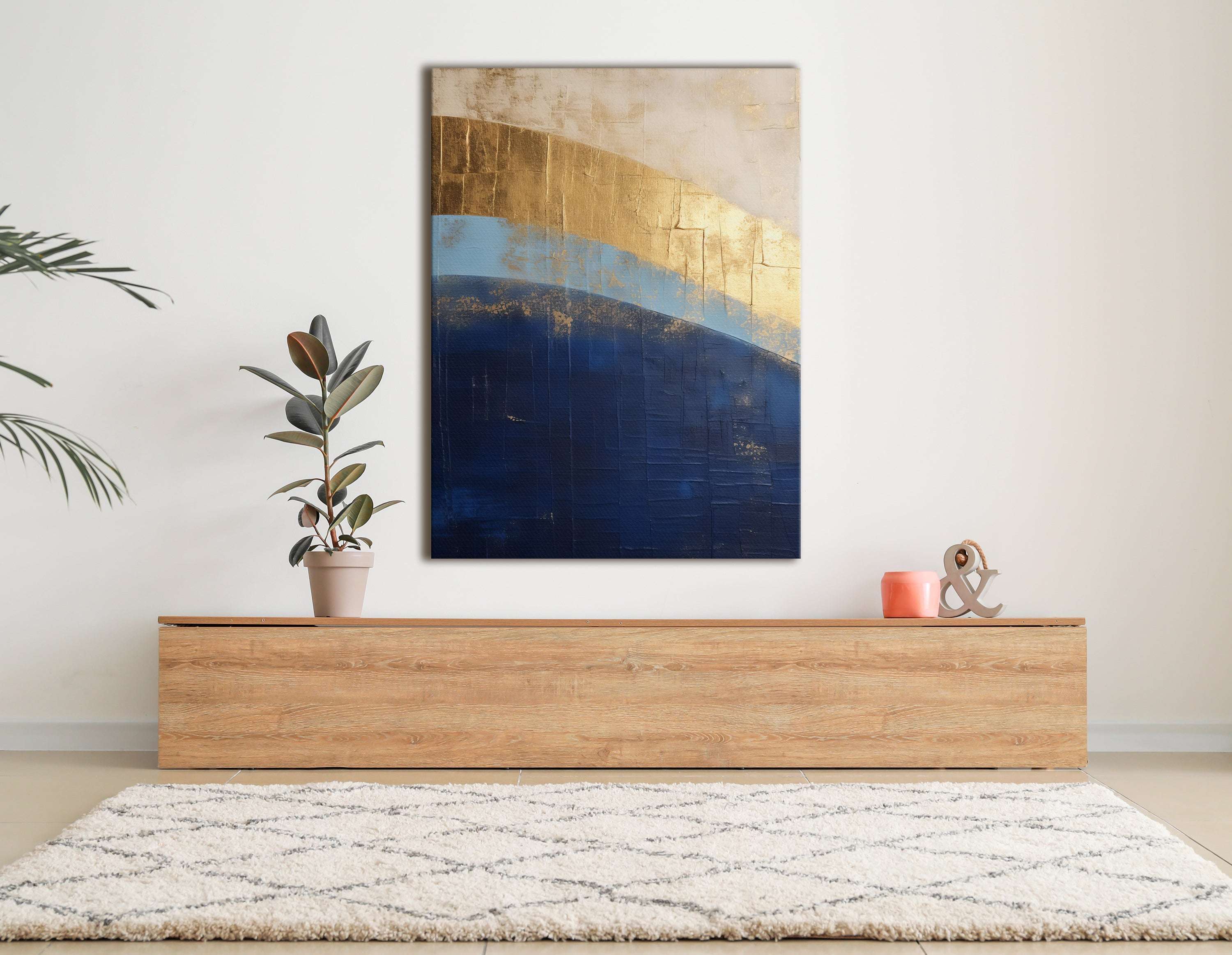 Abstract Golden Horizon on Azure - Canvas Print - Artoholica Ready to Hang Canvas Print