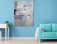 Abstract Grays and Whites with Blue Accents - Canvas Print - Artoholica Ready to Hang Canvas Print