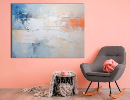 Abstract Harmony of Blue, Orange, and White - Canvas Print - Artoholica Ready to Hang Canvas Print