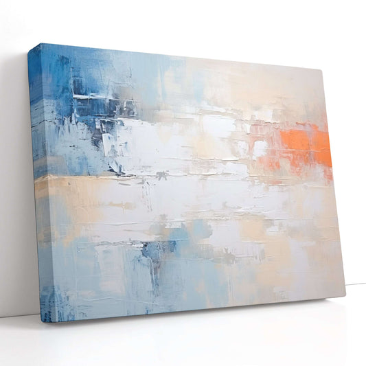 Abstract Harmony of Blue, Orange, and White - Canvas Print - Artoholica Ready to Hang Canvas Print