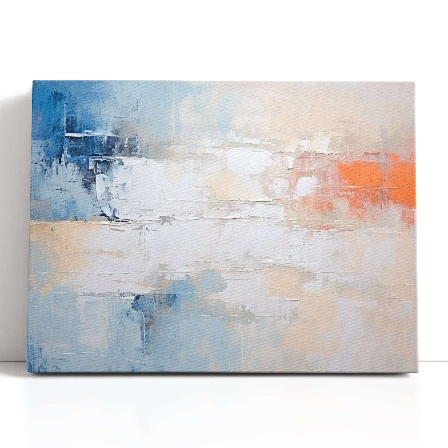 Abstract Harmony of Blue, Orange, and White - Canvas Print - Artoholica Ready to Hang Canvas Print