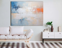 Abstract Harmony of Blue, Orange, and White - Canvas Print - Artoholica Ready to Hang Canvas Print