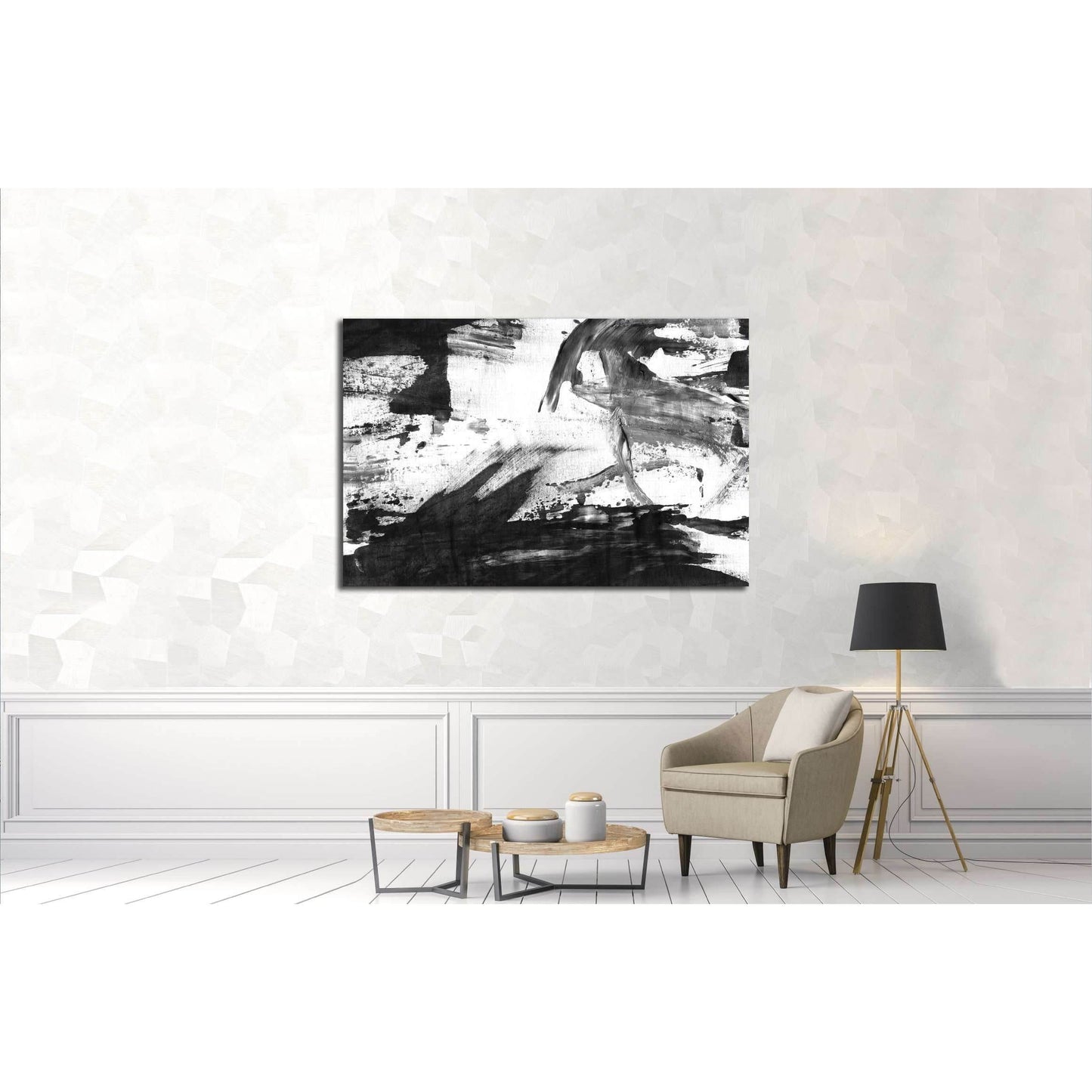 Abstract ink background. Marble style. Black and white paint stroke texture №3016 Ready to Hang Canvas PrintCanvas art arrives ready to hang, with hanging accessories included and no additional framing required. Every canvas print is hand-crafted, made on