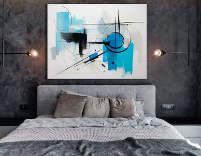 Abstract Ink Fusion of Light Blue and Black - Canvas Print - Artoholica Ready to Hang Canvas Print