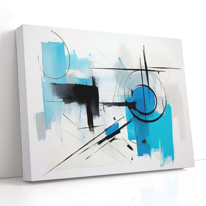 Abstract Ink Fusion of Light Blue and Black - Canvas Print - Artoholica Ready to Hang Canvas Print