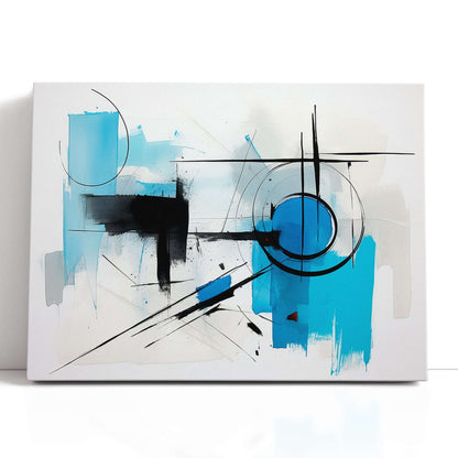 Abstract Ink Fusion of Light Blue and Black - Canvas Print - Artoholica Ready to Hang Canvas Print