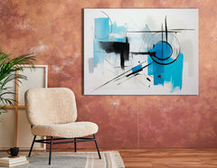 Abstract Ink Fusion of Light Blue and Black - Canvas Print - Artoholica Ready to Hang Canvas Print
