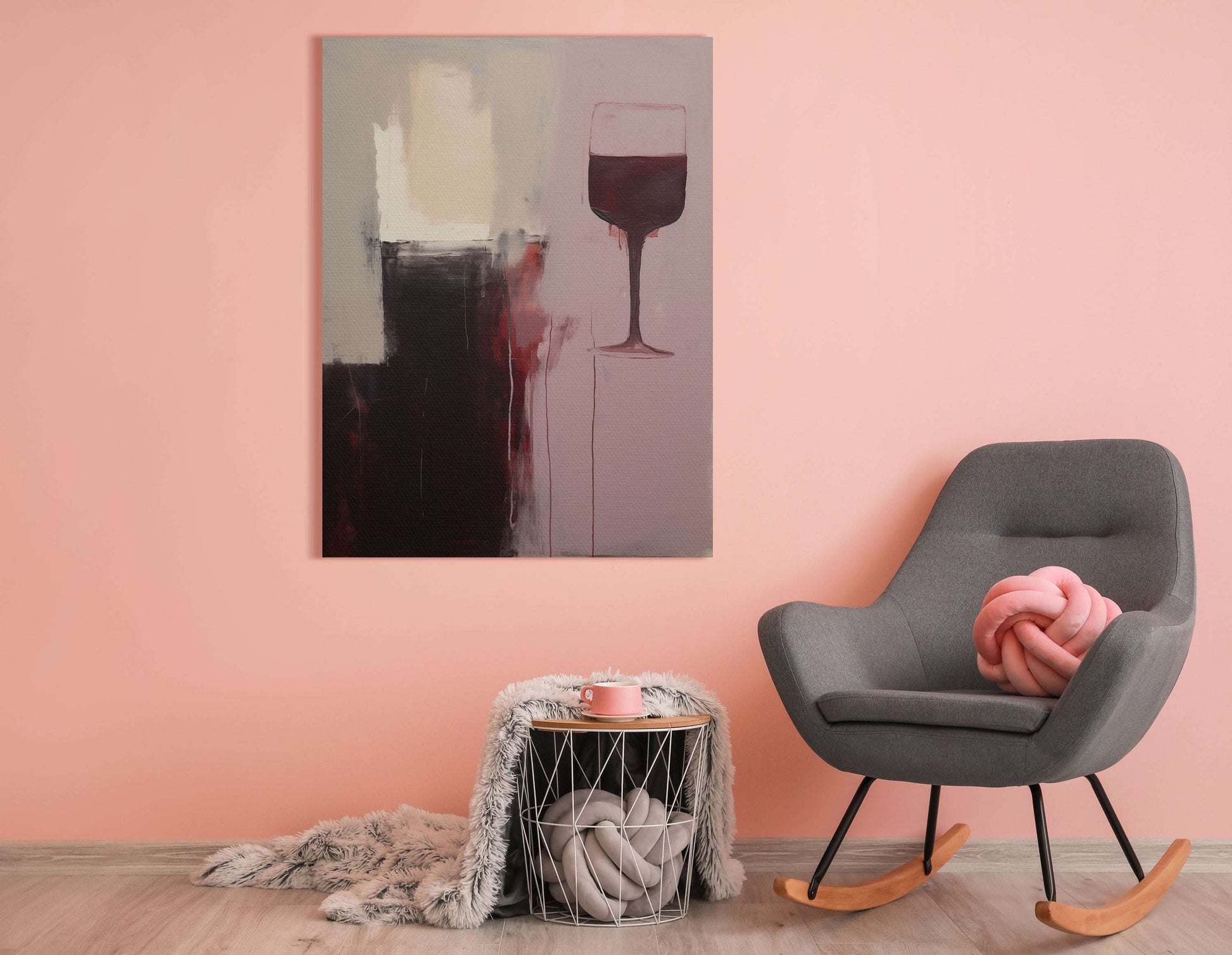 Abstract Red Wine Glass in Dark Tones - Canvas Print - Artoholica Ready to Hang Canvas Print