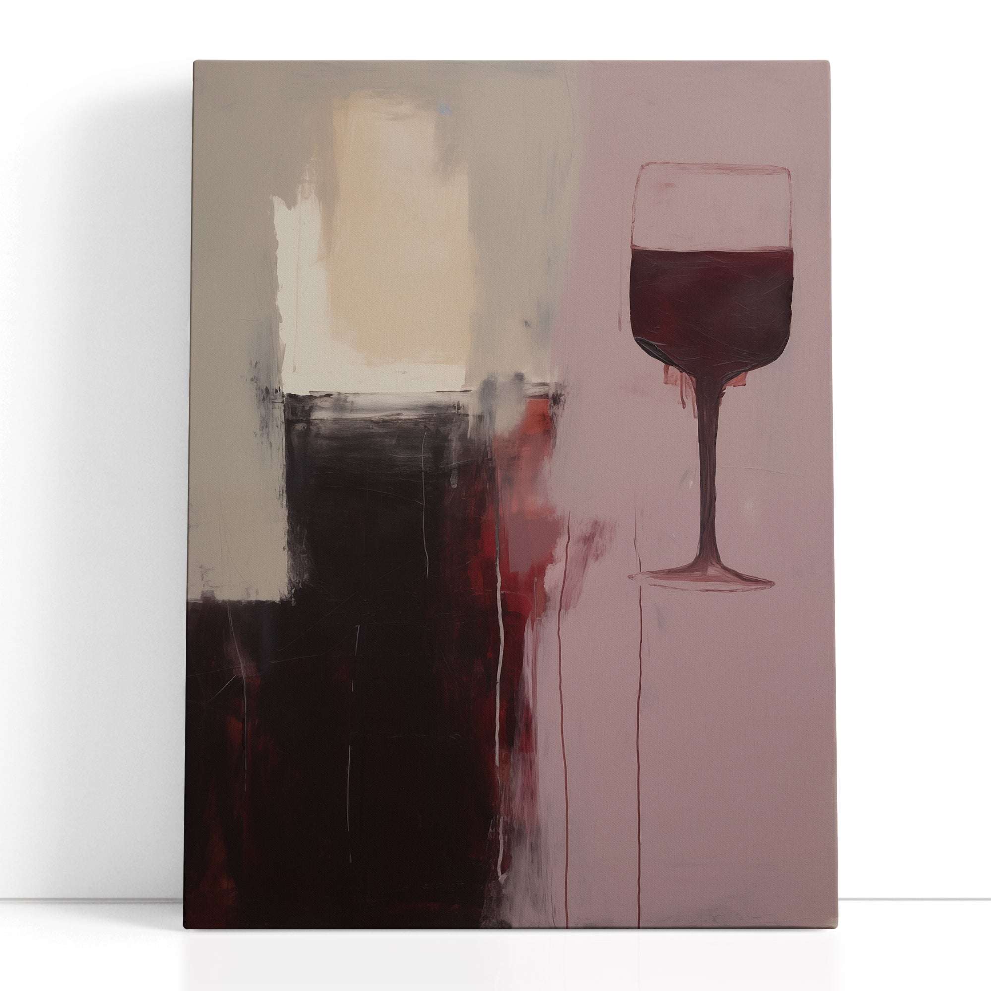 Abstract Red Wine Glass in Dark Tones - Canvas Print - Artoholica Ready to Hang Canvas Print