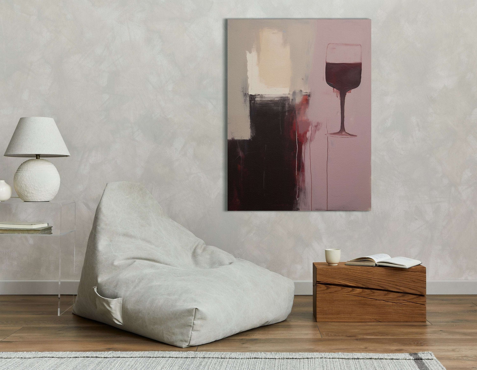 Abstract Red Wine Glass in Dark Tones - Canvas Print - Artoholica Ready to Hang Canvas Print