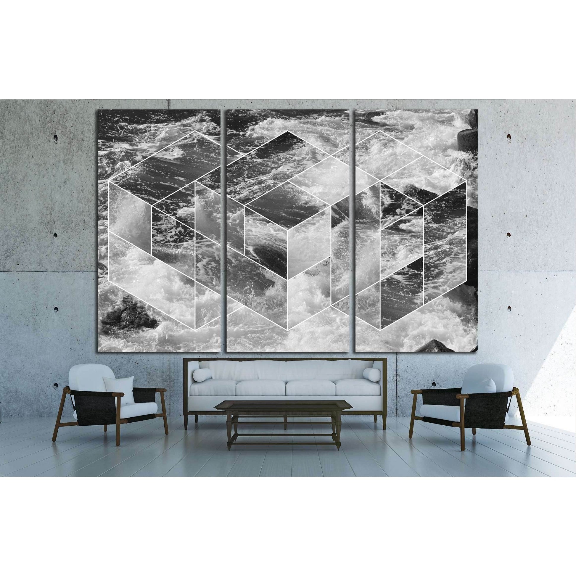 abstract sea geometric background, water waves. black and white №2540 Ready to Hang Canvas PrintCanvas art arrives ready to hang, with hanging accessories included and no additional framing required. Every canvas print is hand-crafted, made on-demand at o