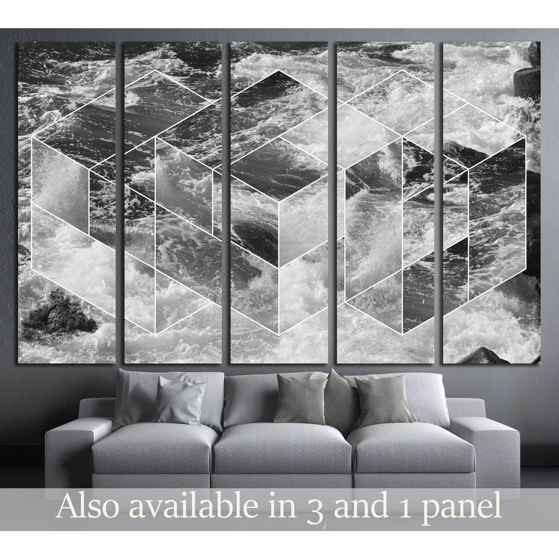 abstract sea geometric background, water waves. black and white №2540 Ready to Hang Canvas PrintCanvas art arrives ready to hang, with hanging accessories included and no additional framing required. Every canvas print is hand-crafted, made on-demand at o