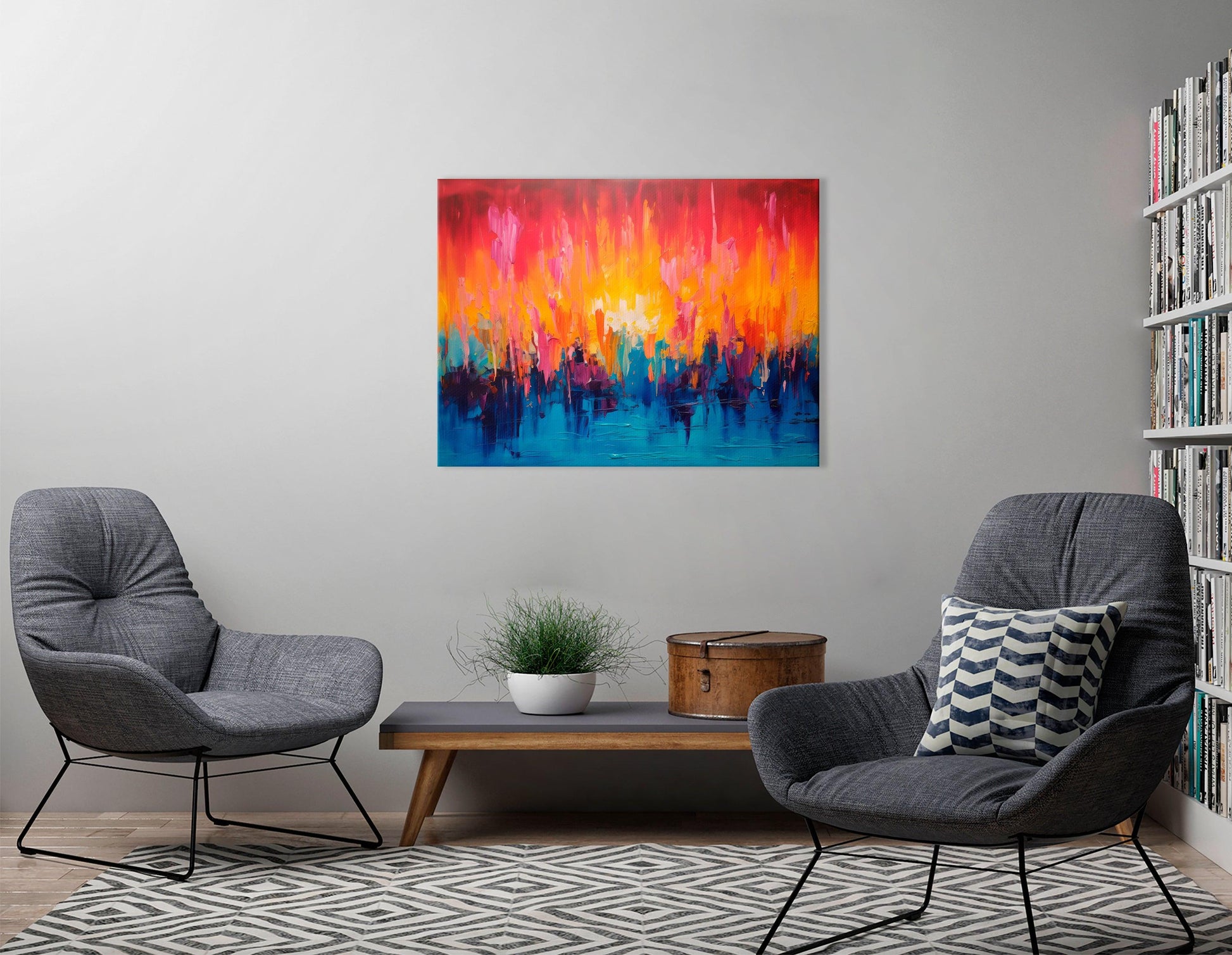 Abstract Sunset in Orange and Blue - Canvas Print - Artoholica Ready to Hang Canvas Print