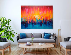 Abstract Sunset in Orange and Blue - Canvas Print - Artoholica Ready to Hang Canvas Print