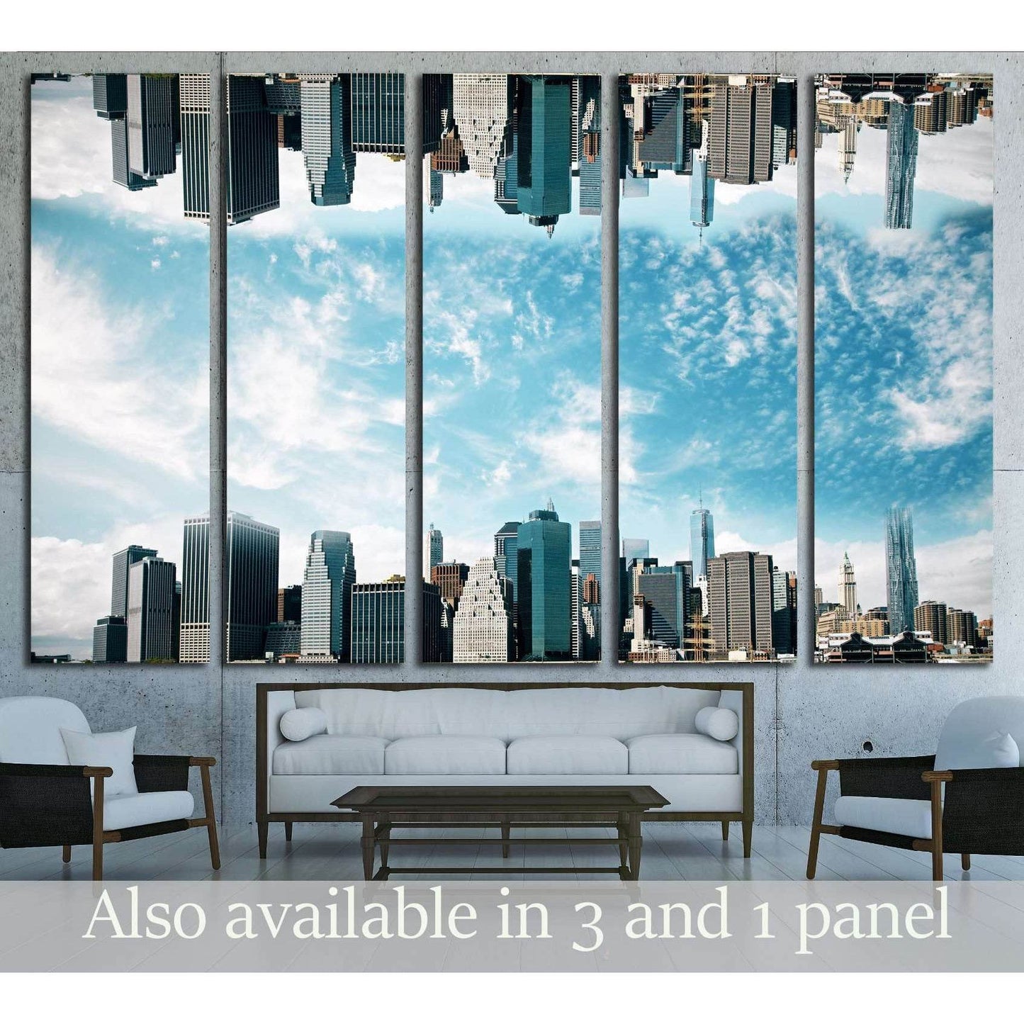 Abstract upside down cityscape on sky background. Wallpaperbackdrop with copy space №2970 Ready to Hang Canvas PrintCanvas art arrives ready to hang, with hanging accessories included and no additional framing required. Every canvas print is hand-crafted,